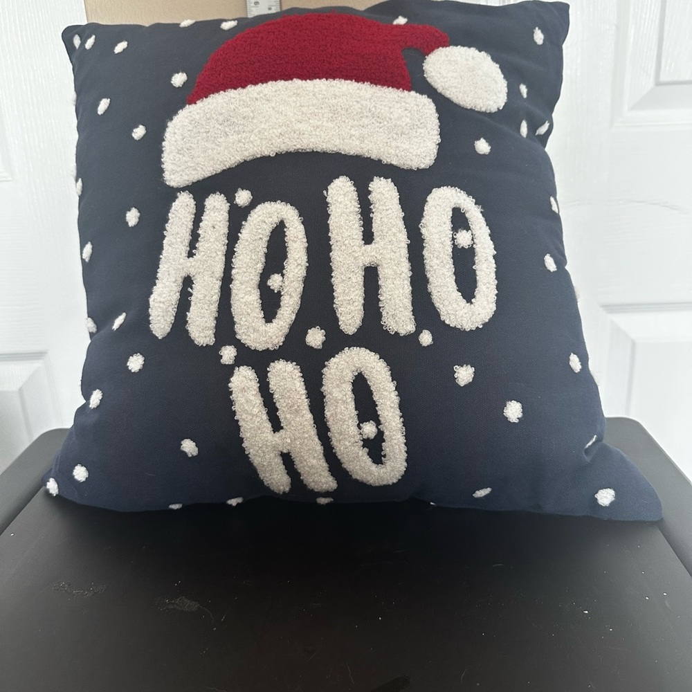 Christmas Festive Santa Hat Holiday Pillow with Red and White Design - Picture 2 of 3